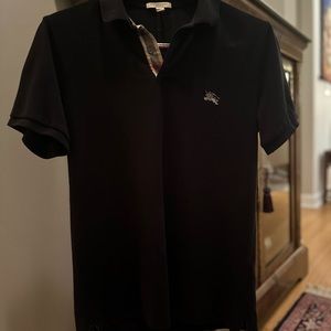 Burberry Short Sleeve Men's Solid Check Polo Shirt Black